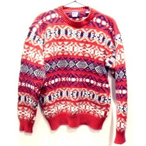 GAP Women's Red 100% Cotton Knit Ski Sweater